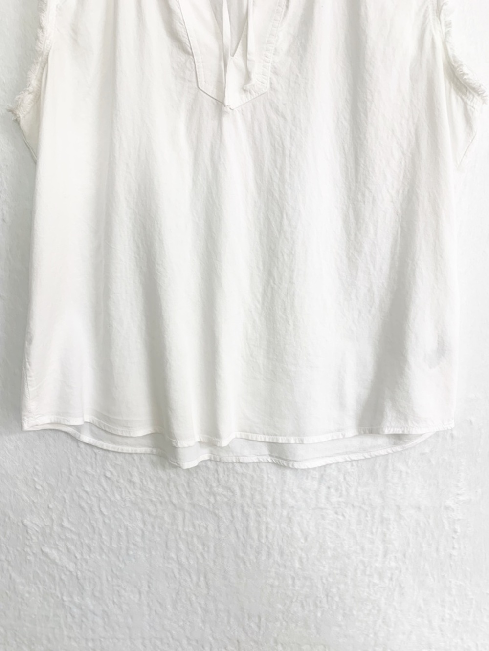 Cloth & Stone x Anthropologie Frayed Sleeve Blouse White Sz L - Picture 5 of 10